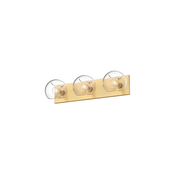 Alora VL548322BGCL Three Light Bathroom Fixtures, Brushed Gold/Clear Glass