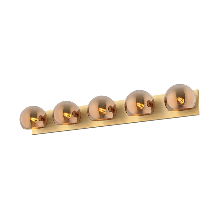 Alora VL548540BGCP Five Light Bathroom Fixtures, Brushed Gold/Copper Glass