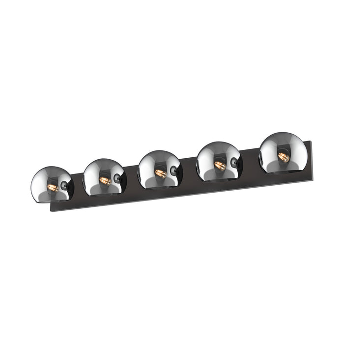 Alora VL548540MBSM Five Light Bathroom Fixtures, Matte Black/Smoked Solid Glass
