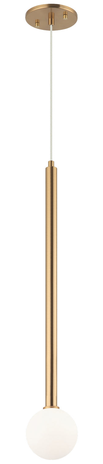 Matteo Lighting C63101AG One Light Pendant, Aged Gold Brass