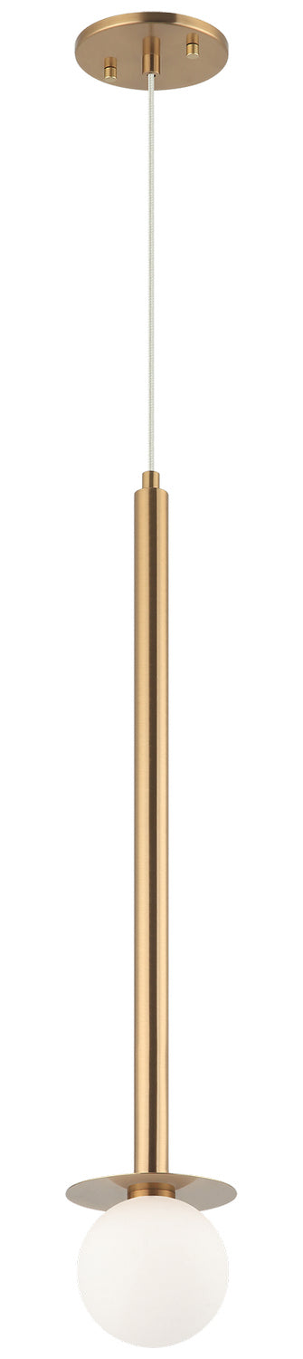 Matteo Lighting C63101AG One Light Pendant, Aged Gold Brass
