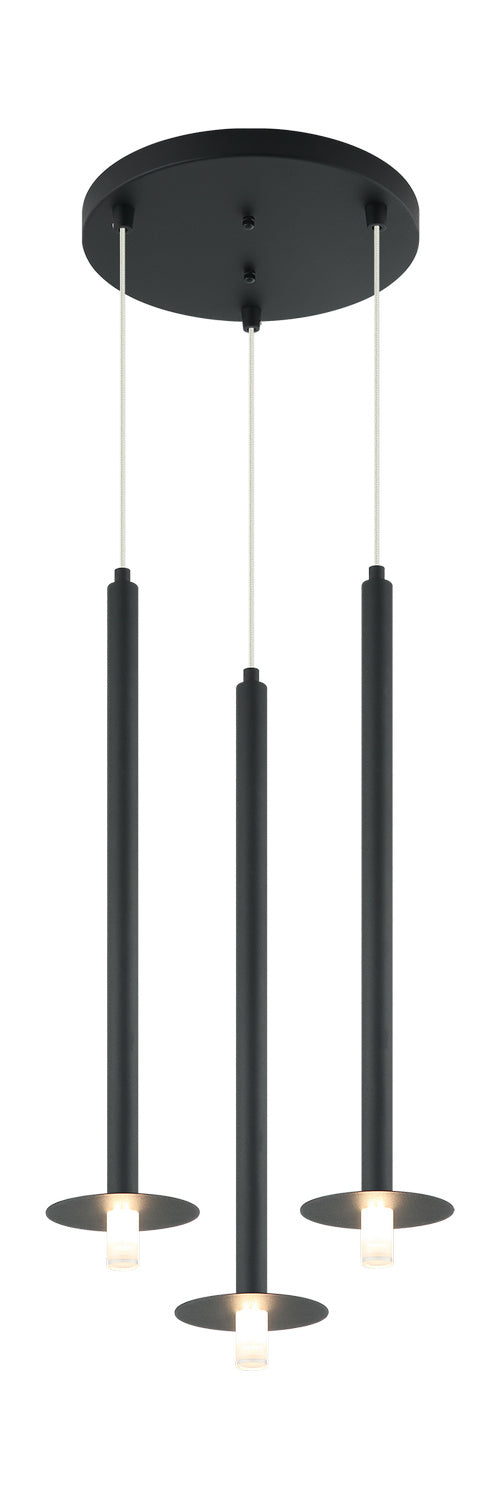 Matteo Lighting C63103MB Three Light Pendant, Matte Black