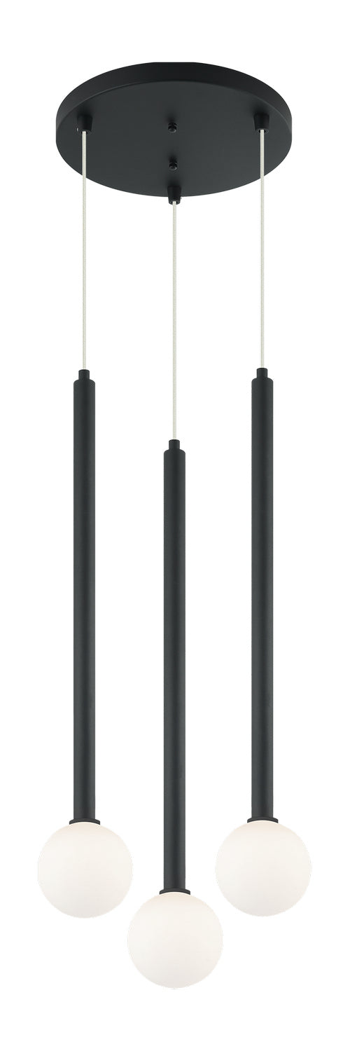 Matteo Lighting C63103MB Three Light Pendant, Matte Black