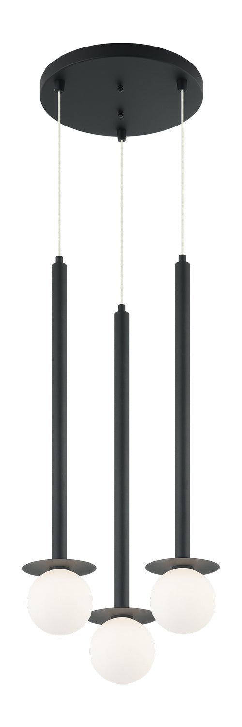 Matteo Lighting C63103MB Three Light Pendant, Matte Black