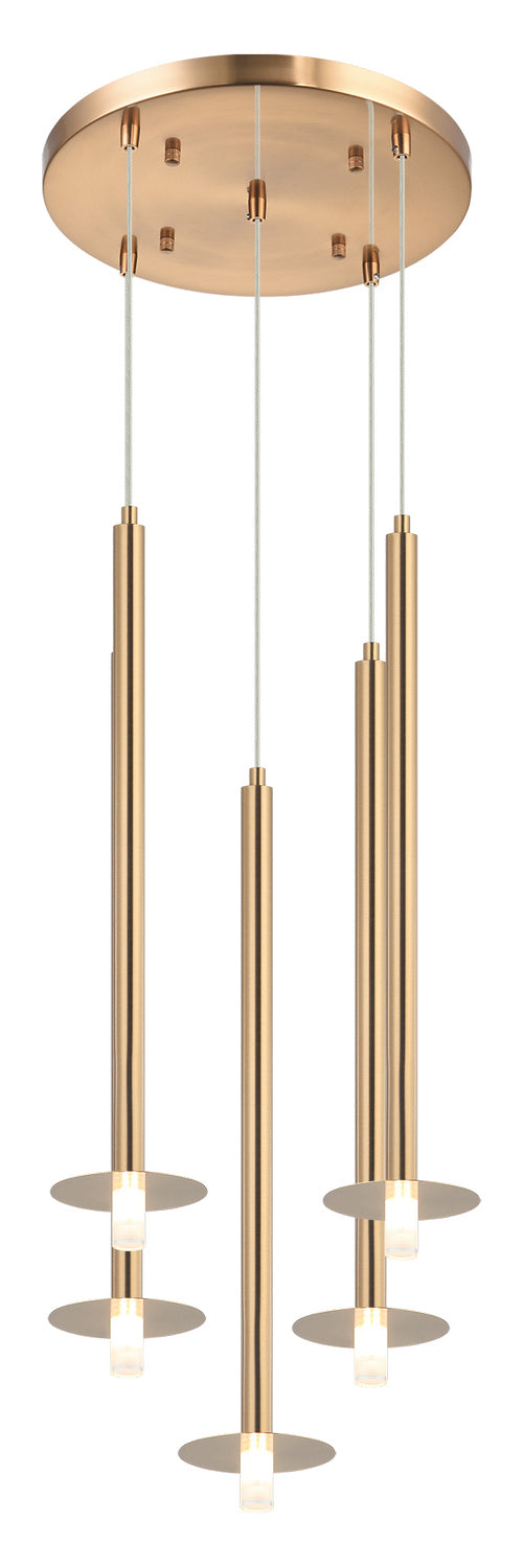 Matteo Lighting C63105AG Five Light Chandelier, Aged Gold Brass
