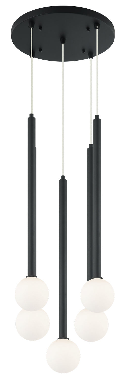 Matteo Lighting C63105MB Five Light Chandelier, Matte Black