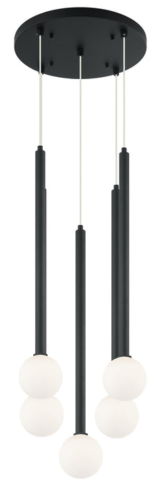 Matteo Lighting C63105MB Five Light Chandelier, Matte Black