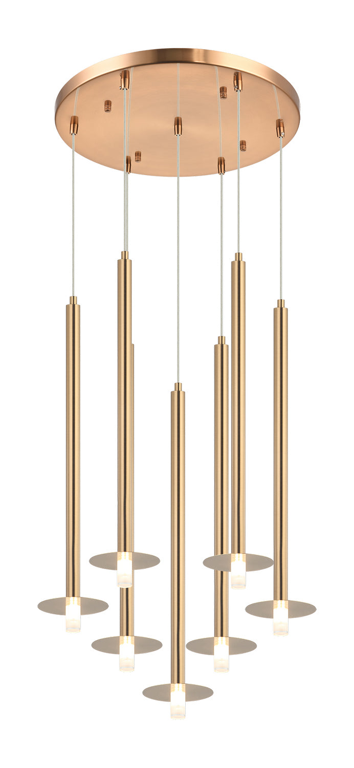 Matteo Lighting C63107AG Seven Light Pendant, Aged Gold Brass