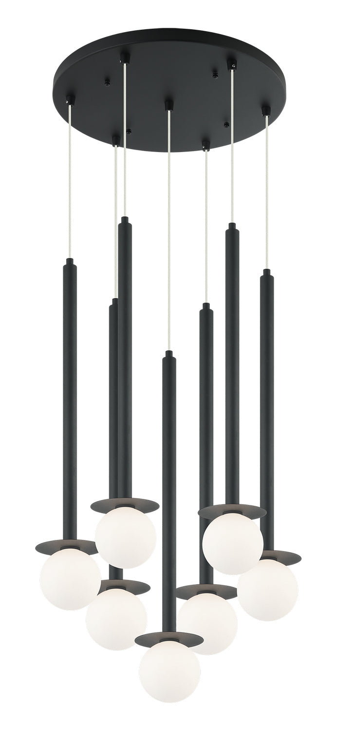 Matteo Lighting C63107MB Seven Light Pendant, Matte Black