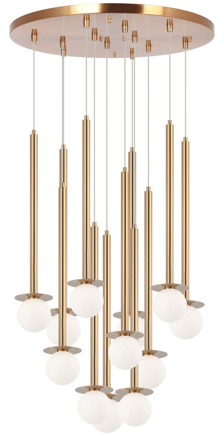 Matteo Lighting C63112AG 12 Light Chandelier, Aged Gold Brass