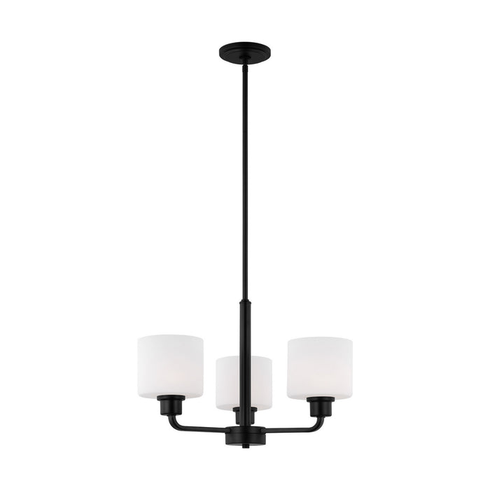 Generation Lighting 3128803EN3-112 Three Light Chandelier, Midnight Black