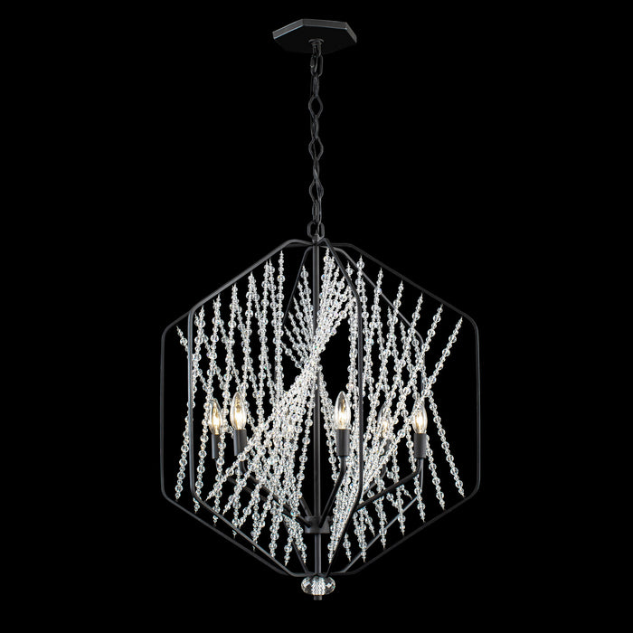 Varaluz 321P06CB Six Light Pendant, Carbon