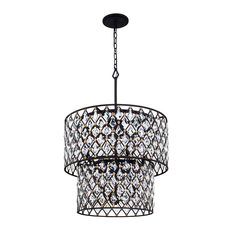 Varaluz 345C07CBHG Seven Light Chandelier, Carbon/Havana Gold
