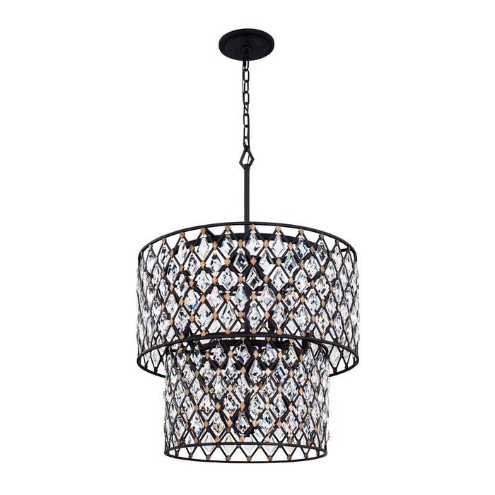 Varaluz 345C07CBHG Seven Light Chandelier, Carbon/Havana Gold