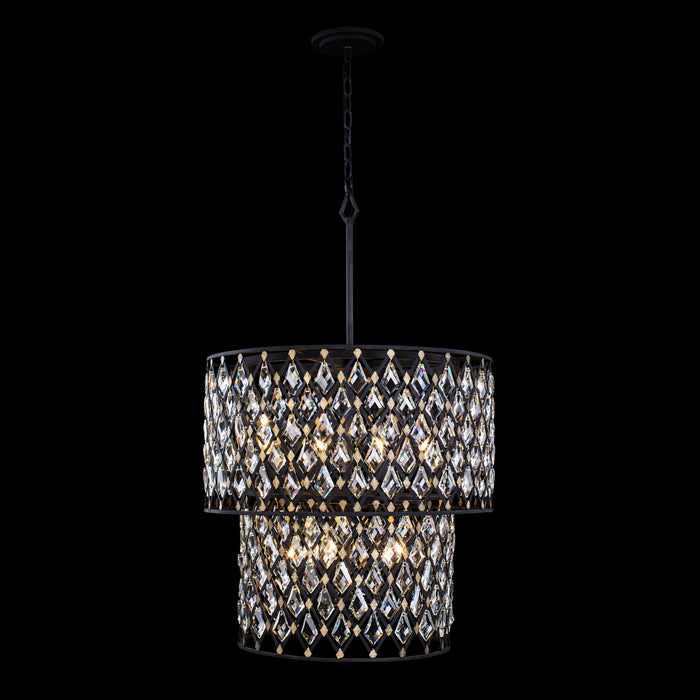 Varaluz 345C07CBHG Seven Light Chandelier, Carbon/Havana Gold