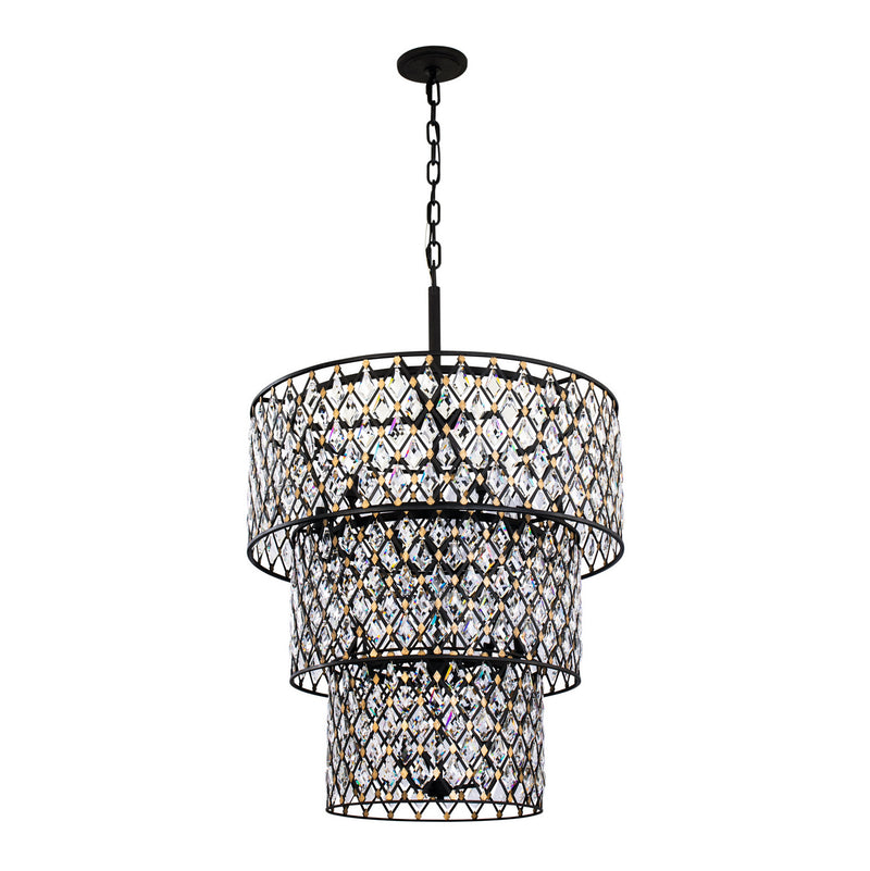 Varaluz 345C13CBHG 13 Light Chandelier, Carbon/Havana Gold