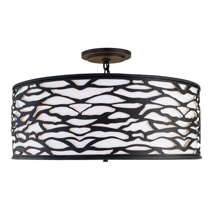 Varaluz 348S05CB Five Light Convertible Semi-Flush/Pendant, Carbon