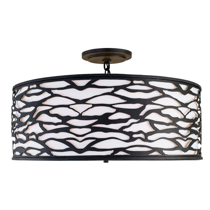 Varaluz 348S05CB Five Light Convertible Semi-Flush/Pendant, Carbon