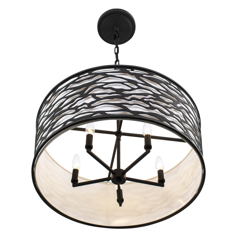 Varaluz 348S05CB Five Light Convertible Semi-Flush/Pendant, Carbon