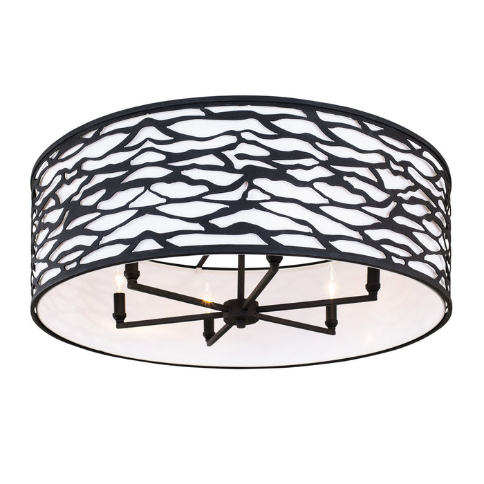 Varaluz 348S06CB Six Light Convertible Semi-Flush/Pendant, Carbon