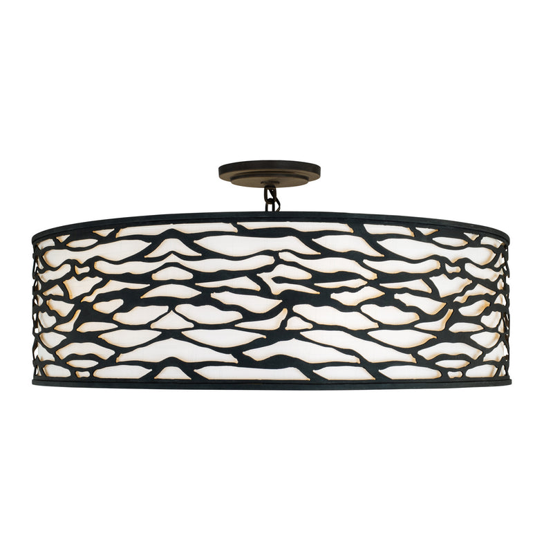 Varaluz 348S06CB Six Light Convertible Semi-Flush/Pendant, Carbon