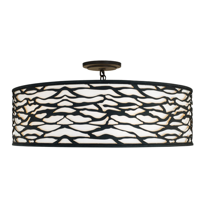Varaluz 348S06CB Six Light Convertible Semi-Flush/Pendant, Carbon