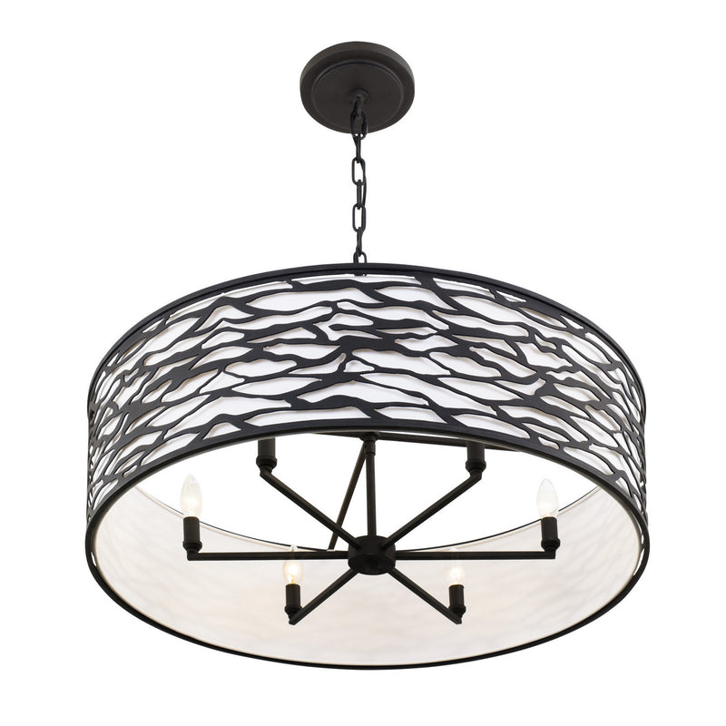 Varaluz 348S06CB Six Light Convertible Semi-Flush/Pendant, Carbon