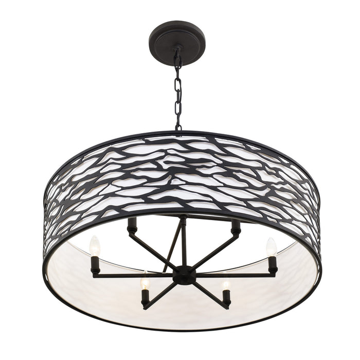 Varaluz 348S06CB Six Light Convertible Semi-Flush/Pendant, Carbon