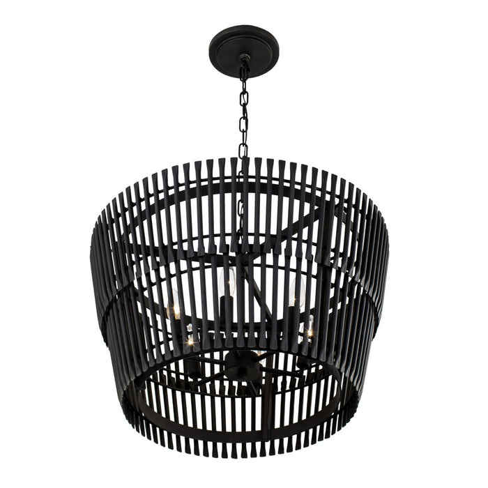 Varaluz 355P06SCB Six Light Pendant, Carbon