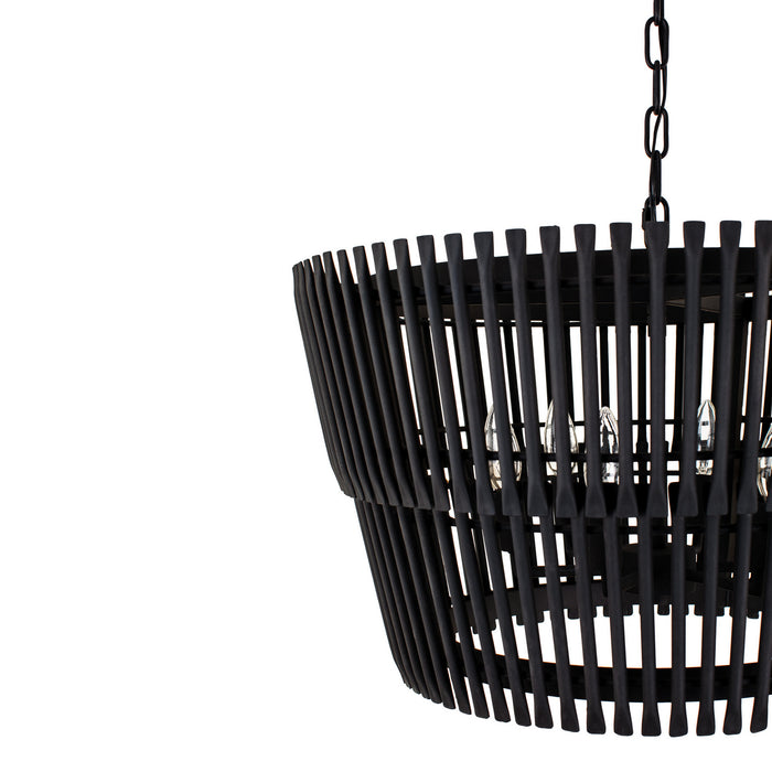 Varaluz 355P06SCB Six Light Pendant, Carbon