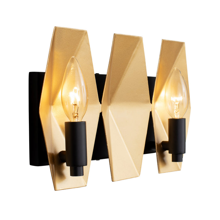Varaluz 361B02MBFG Two Light Bath, Matte Black/French Gold