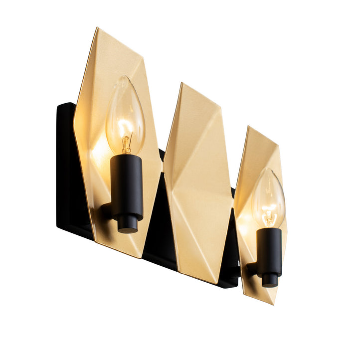 Varaluz 361B02MBFG Two Light Bath, Matte Black/French Gold