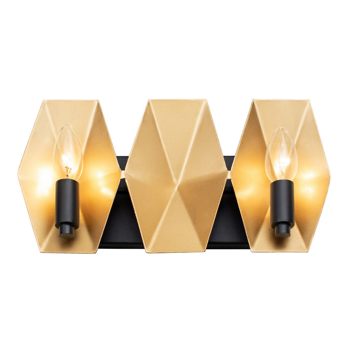 Varaluz 361B02MBFG Two Light Bath, Matte Black/French Gold