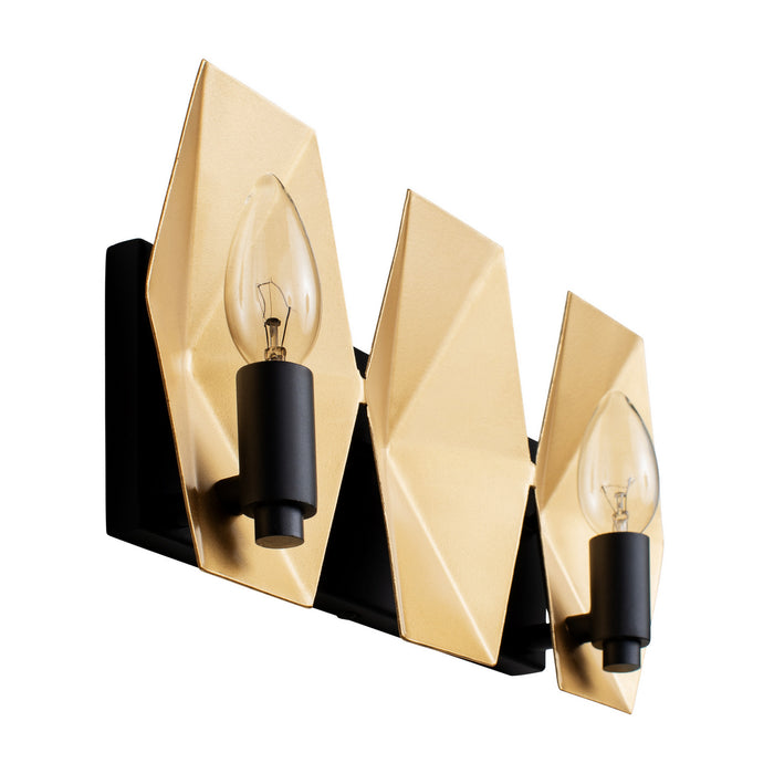 Varaluz 361B02MBFG Two Light Bath, Matte Black/French Gold