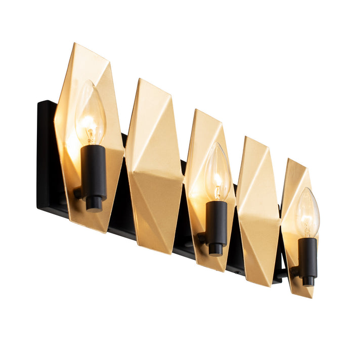 Varaluz 361B03MBFG Three Light Bath, Matte Black/French Gold
