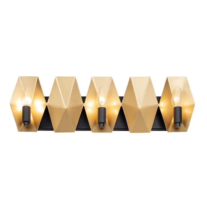 Varaluz 361B03MBFG Three Light Bath, Matte Black/French Gold