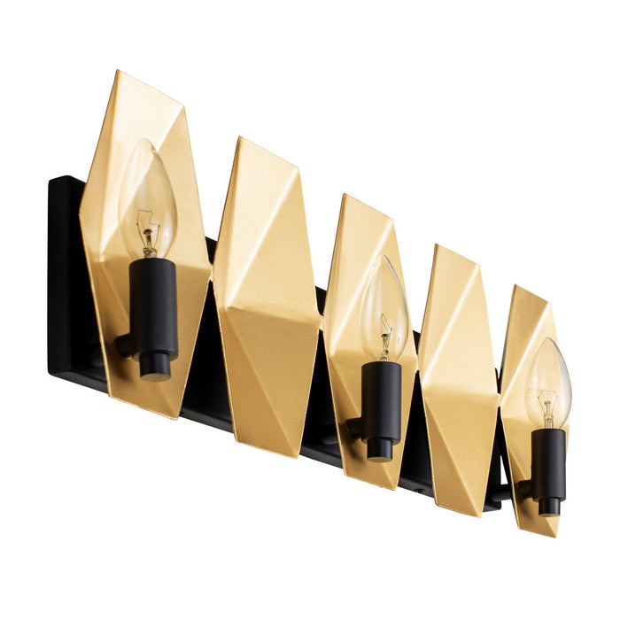 Varaluz 361B03MBFG Three Light Bath, Matte Black/French Gold