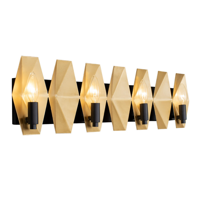 Varaluz 361B04MBFG Four Light Bath, Matte Black/French Gold
