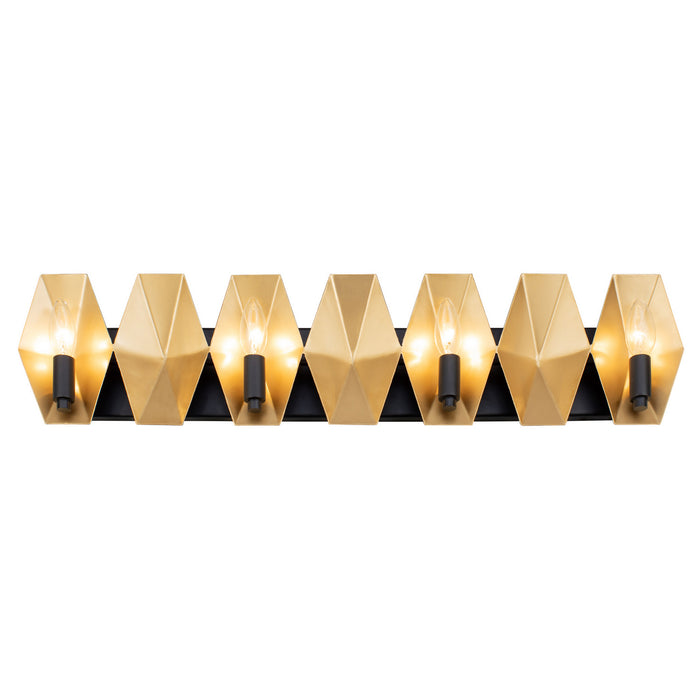 Varaluz 361B04MBFG Four Light Bath, Matte Black/French Gold