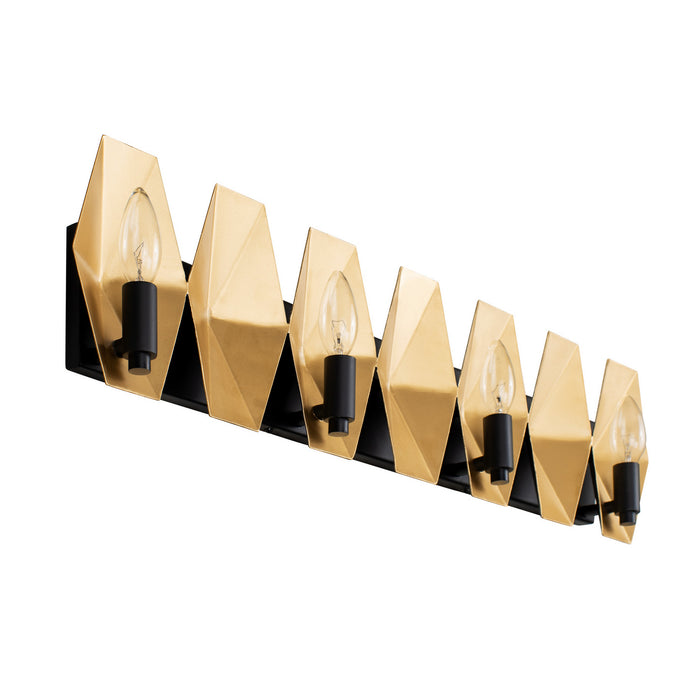 Varaluz 361B04MBFG Four Light Bath, Matte Black/French Gold