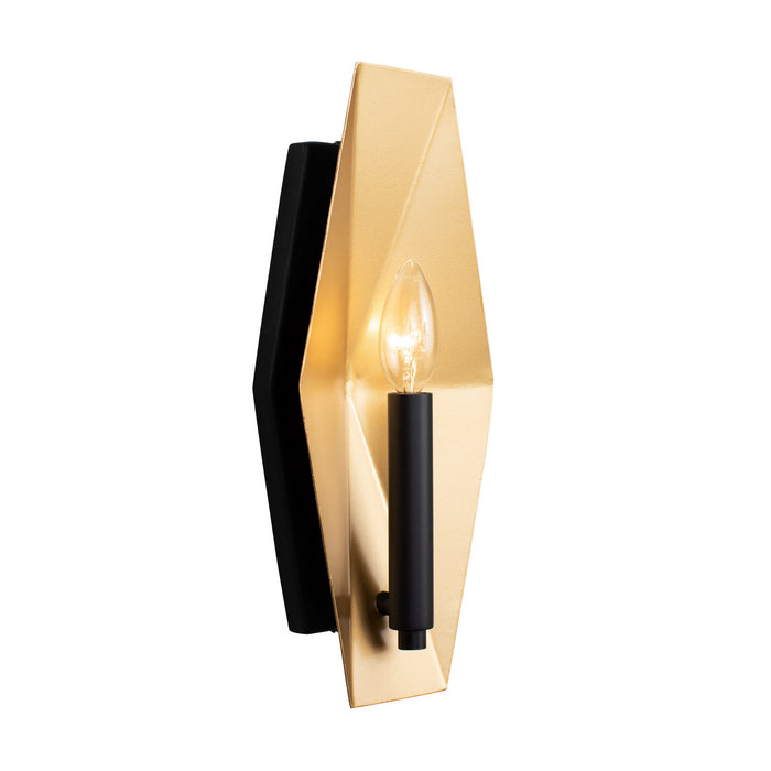 Varaluz 361W01MBFG One Light Wall Sconce, Matte Black/French Gold
