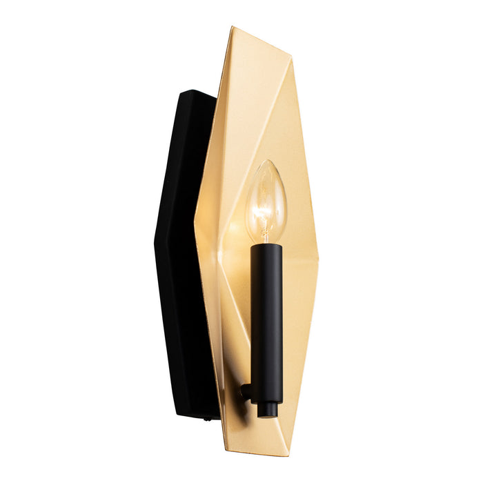 Varaluz 361W01MBFG One Light Wall Sconce, Matte Black/French Gold
