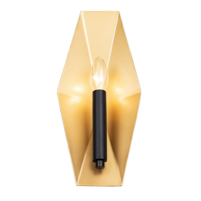 Varaluz 361W01MBFG One Light Wall Sconce, Matte Black/French Gold