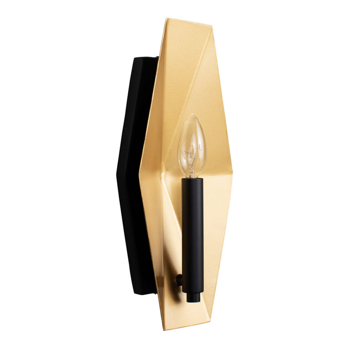 Varaluz 361W01MBFG One Light Wall Sconce, Matte Black/French Gold