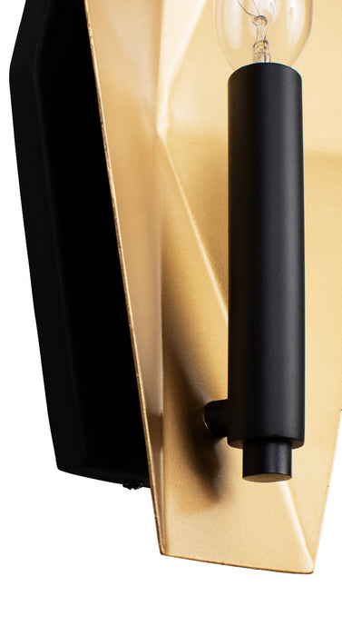 Varaluz 361W01MBFG One Light Wall Sconce, Matte Black/French Gold