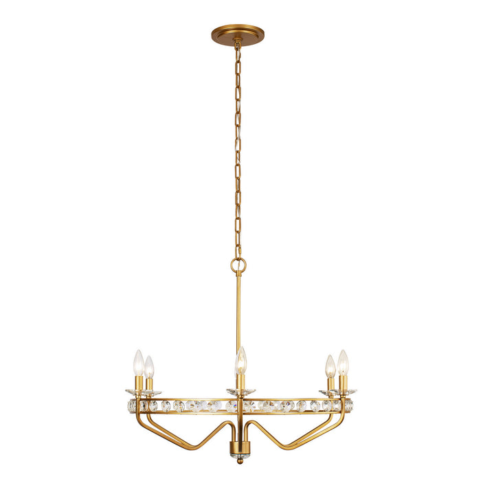 Varaluz 363C06AG Six Light Chandelier, Antique Gold