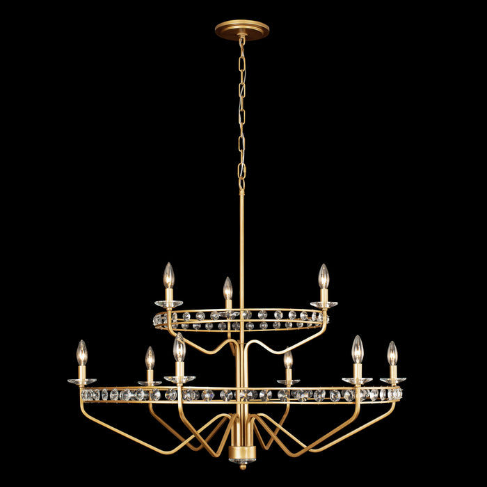 Varaluz 363C09AG Nine Light Chandelier, Antique Gold