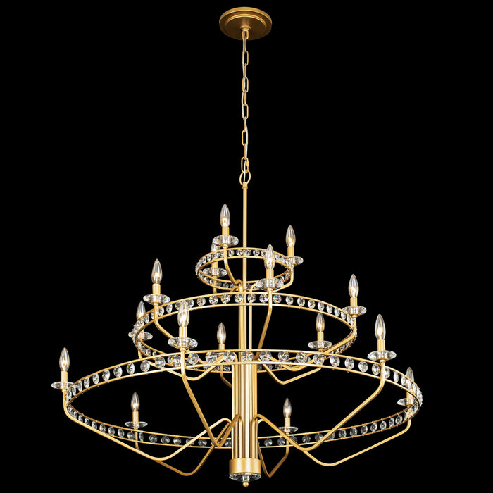Varaluz 363C15AG 15 Light Chandelier, Antique Gold
