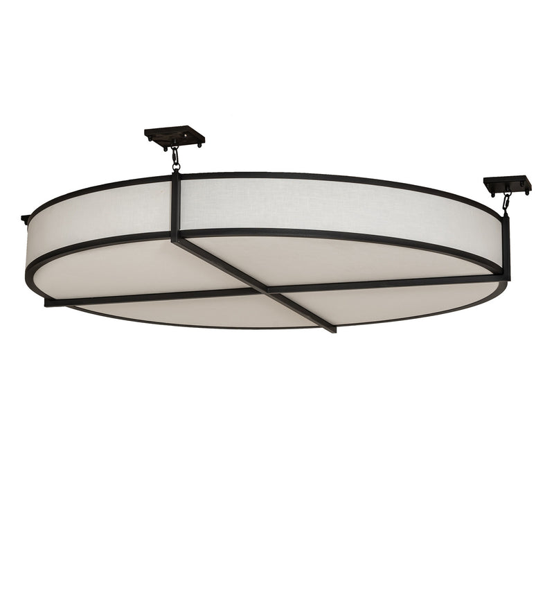 Meyda Tiffany 244734 Eight Light Semi-Flushmount, Black Satin Wrought Iron