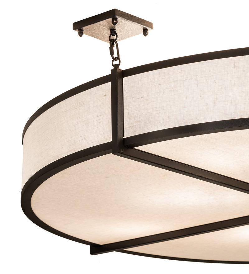 Meyda Tiffany 244734 Eight Light Semi-Flushmount, Black Satin Wrought Iron